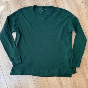 American Eagle Outfitters Waffle Knit Green Cozy top size small
